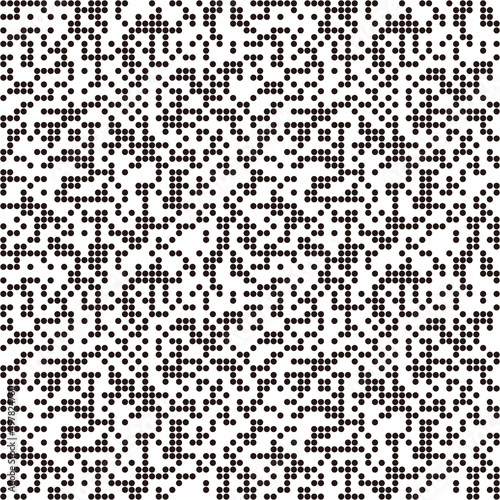 Pattern with QR code circles, dotted background. Seamlessly repeating.