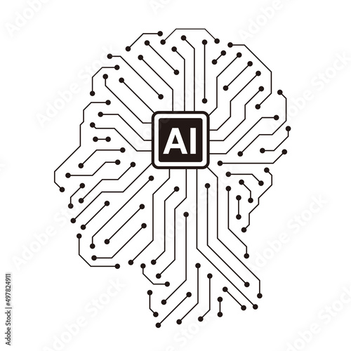circuit board in the Cyborg head, Artificial intelligence of digital human. vector illustration