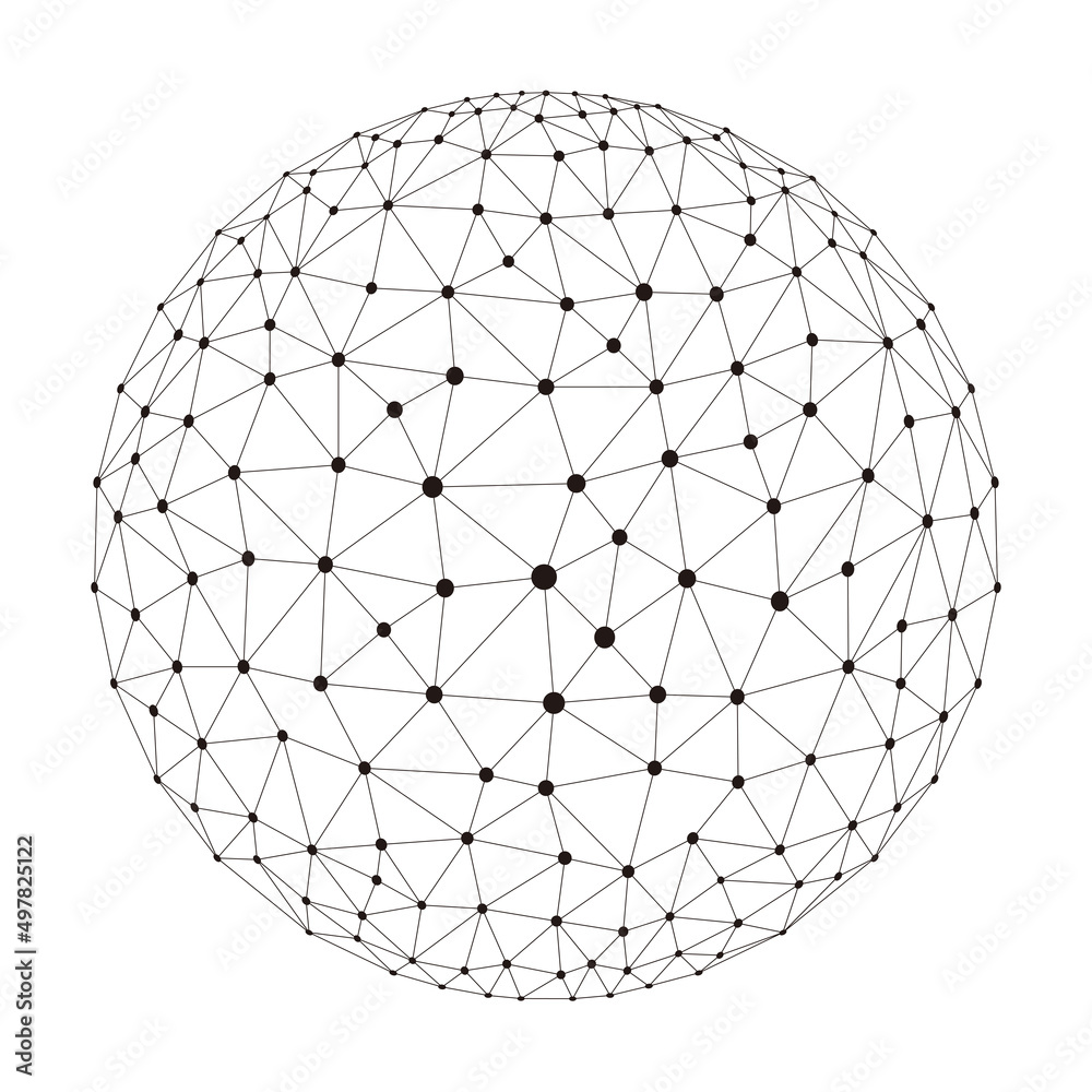 Polygon mesh sphere, thin line, vector illustration Polygon mesh sphere, thin line, vector illustration