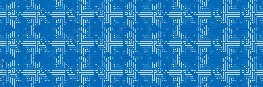 Circuit Board texture Background, like maze, seamless pattern