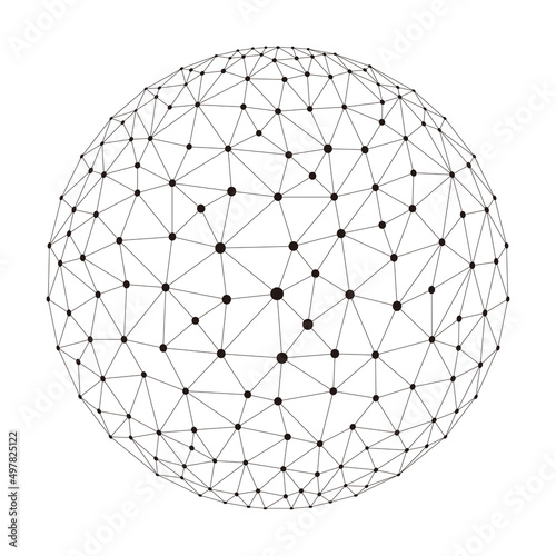 Polygon mesh sphere, thin line, vector illustration