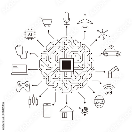 Artificial intelligence connects the future, vector illustration