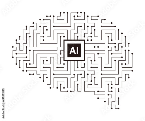 circuit board, maze and brain, Artificial intelligence concept. vector illustration