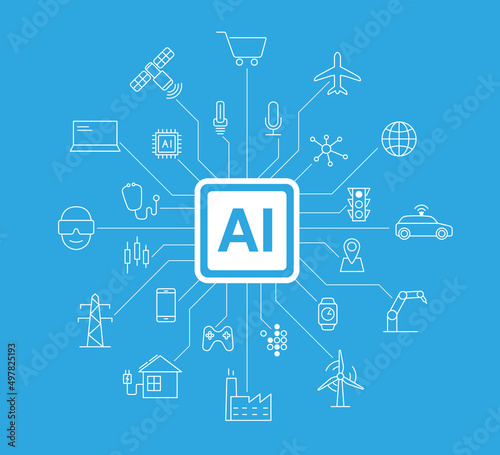 Artificial intelligence connects the future, vector illustration