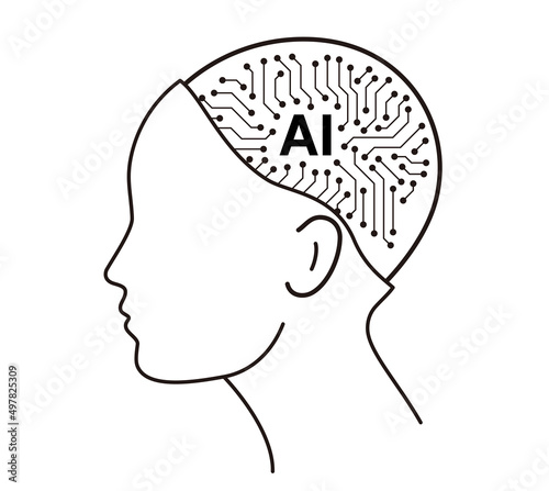 circuit board in the Cyborg head, Artificial intelligence of digital human. vector illustration