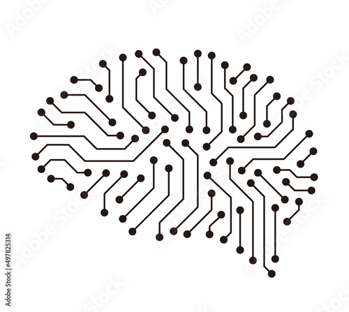 circuit board in the Cyborg head, Artificial intelligence of digital human. vector illustration