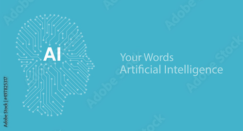 circuit board in the Cyborg head, Artificial intelligence of digital human. vector illustration