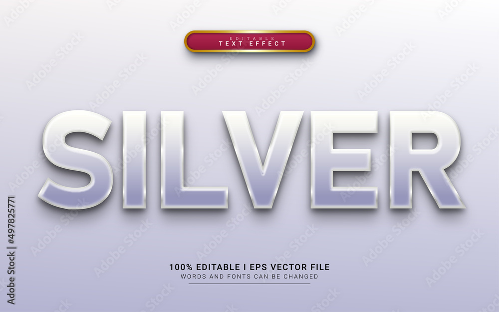 glossy silver 3d text effect