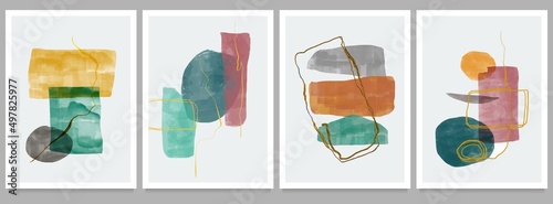 Collection of abstract creative minimalist hand painted illustrations. various shapes and organic modern art objects for background, social media, wall decoration, postcard. vector illustration