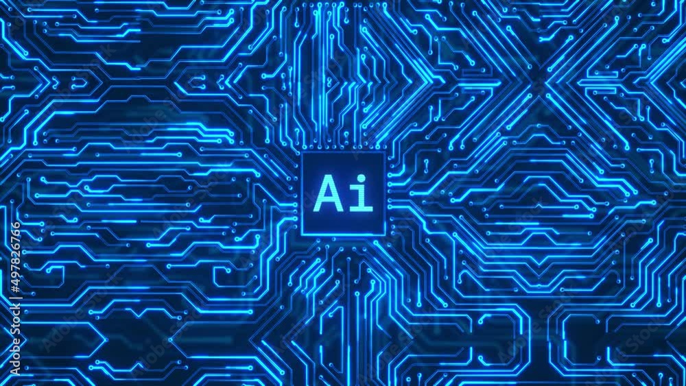 artificial intelligence CPU Chip on Motherboard Loop Animation ...
