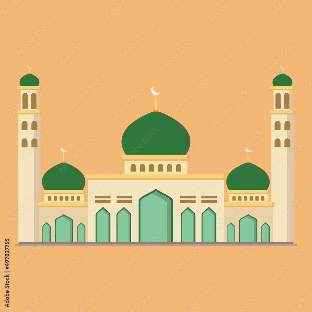 Mosque illustration vector, islamic mosque building