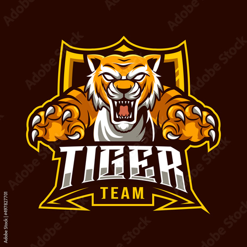 tiger mascot esport logo vector illustration