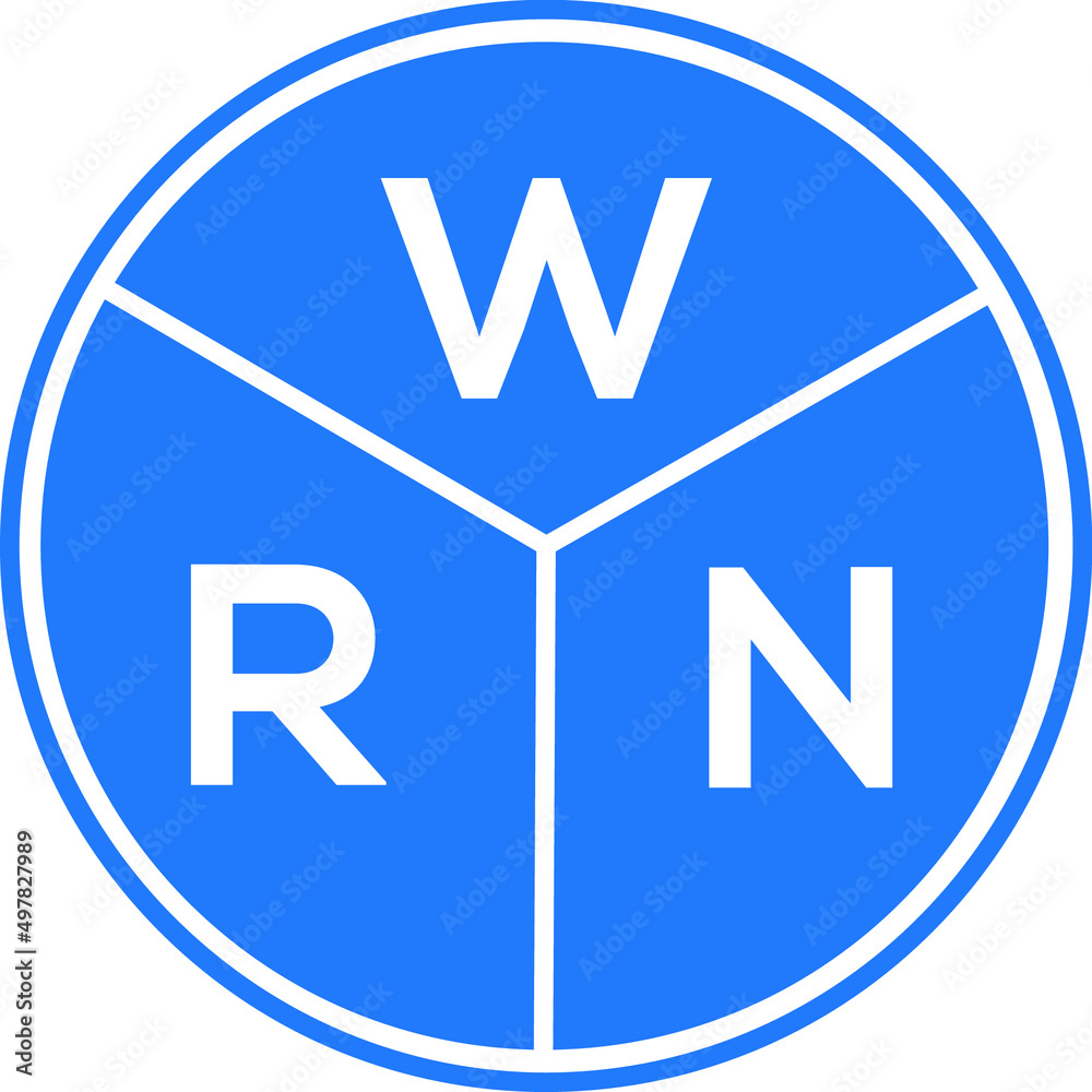 WRN letter logo design on white background. WRN creative circle letter logo concept. WRN letter design. WRN letter logo design on white background. WRN creative circle letter logo concept. WRN letter design.