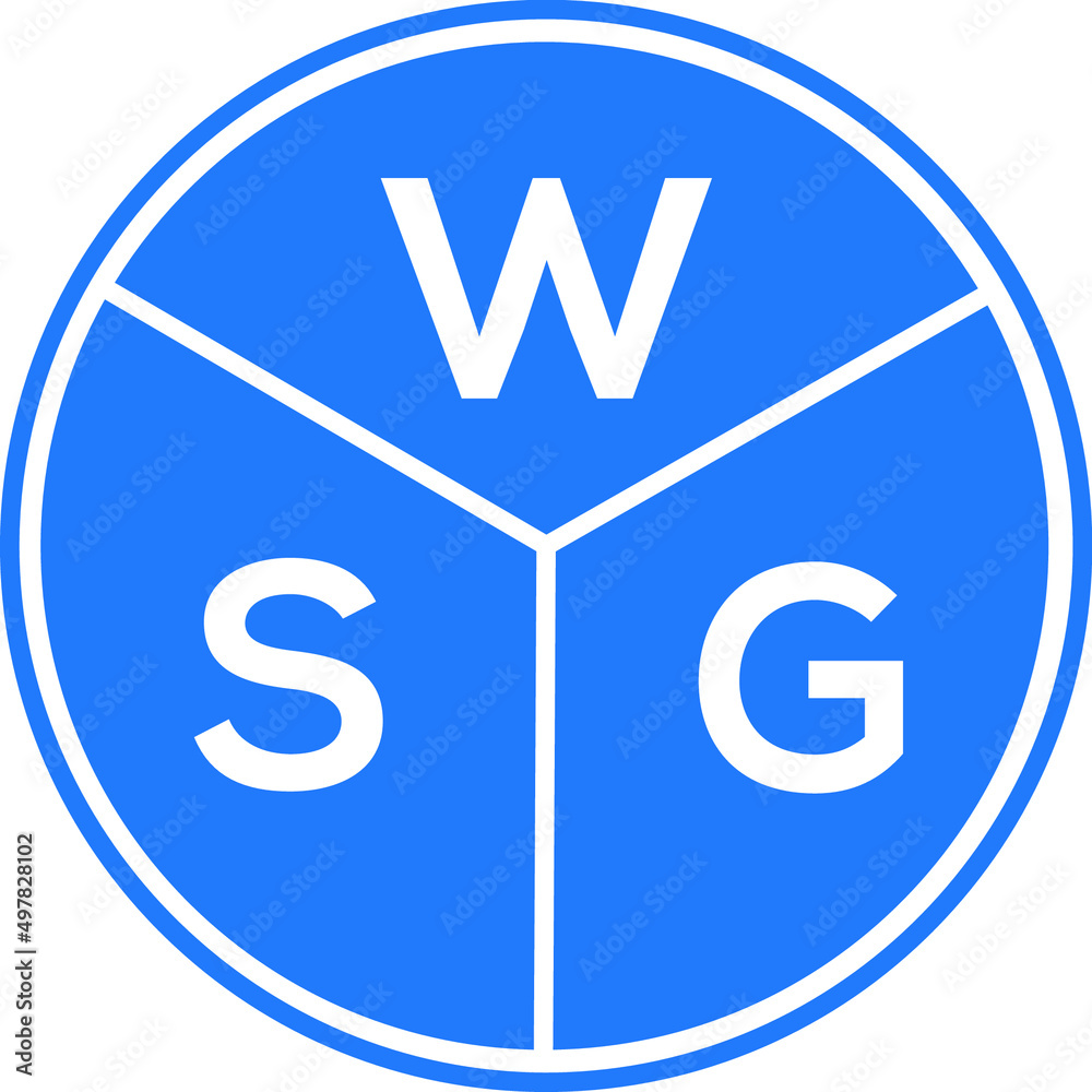 WSG letter logo design on white background. WSG creative circle letter logo concept. WSG letter design. WSG letter logo design on white background. WSG creative circle letter logo concept. WSG letter design.