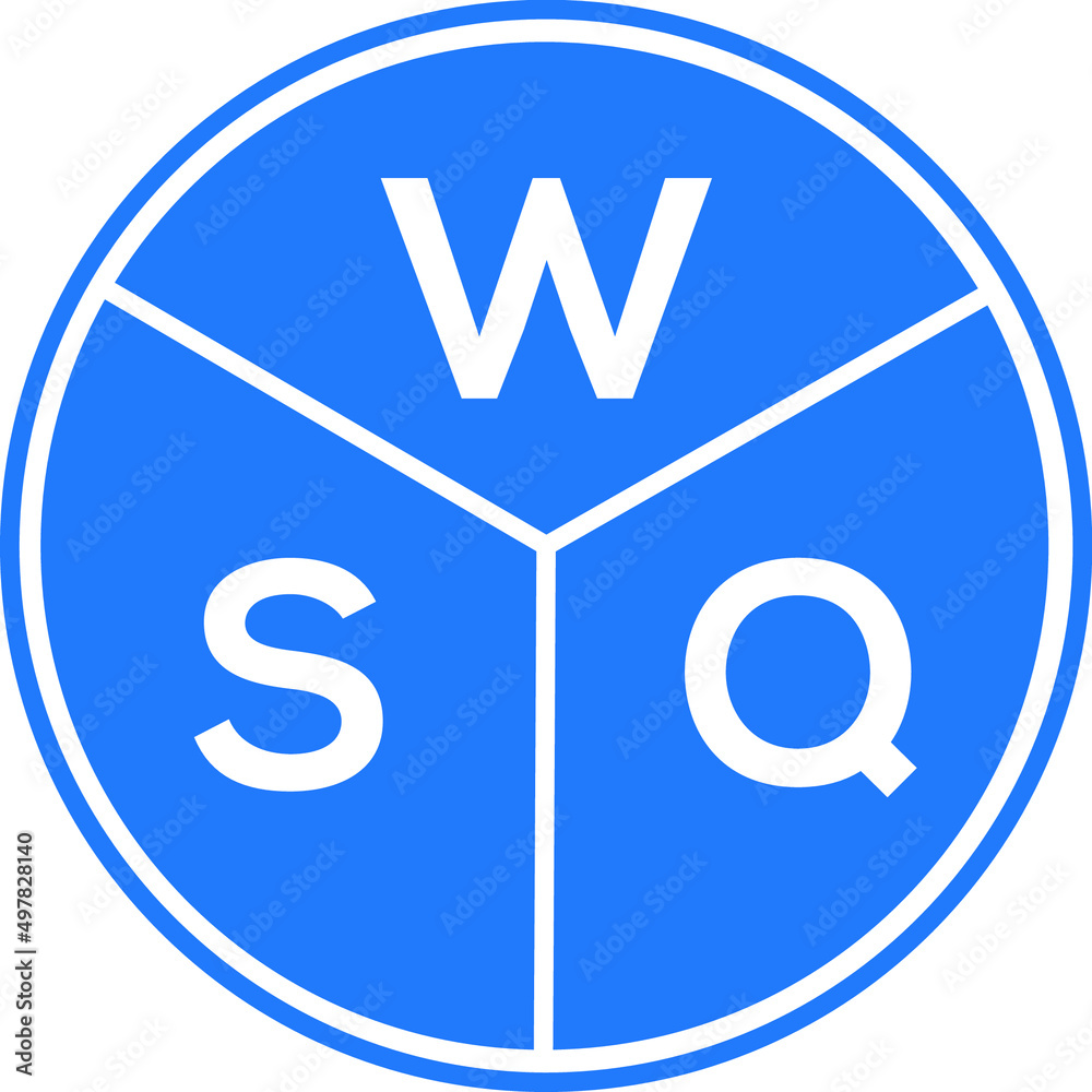 WSQ letter logo design on white background. WSQ creative circle letter logo concept. WSQ letter design. WSQ letter logo design on white background. WSQ creative circle letter logo concept. WSQ letter design.