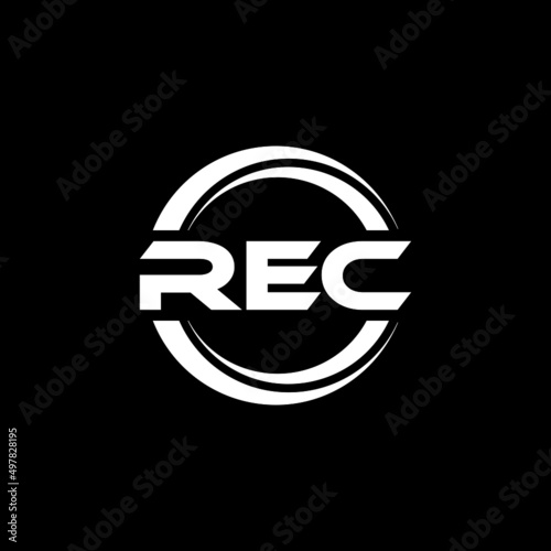 REC letter logo design with black background in illustrator, vector logo modern alphabet font overlap style. calligraphy designs for logo, Poster, Invitation, etc.