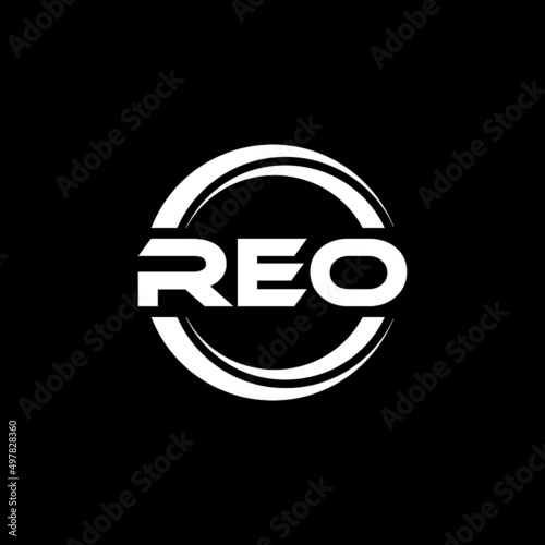 REO letter logo design with black background in illustrator, vector logo modern alphabet font overlap style. calligraphy designs for logo, Poster, Invitation, etc. photo