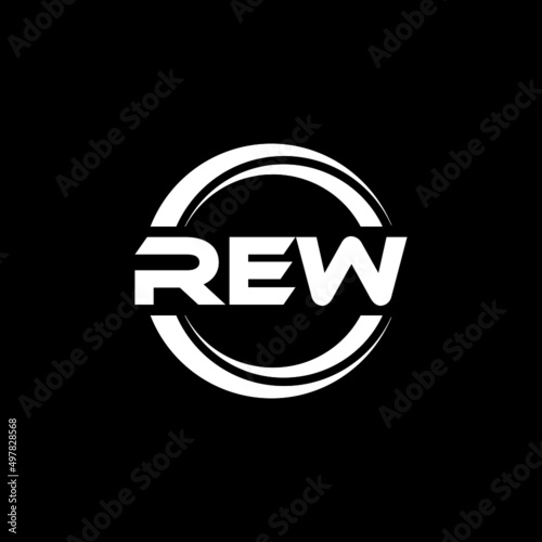 REW letter logo design with black background in illustrator, vector logo modern alphabet font overlap style. calligraphy designs for logo, Poster, Invitation, etc. photo