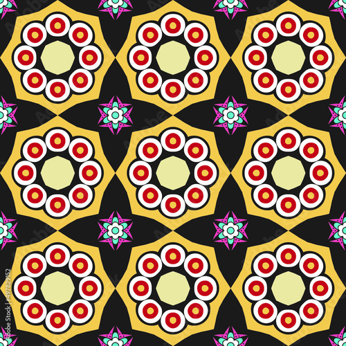 Oval Floral Ceramic Tile Seamless Pattern
