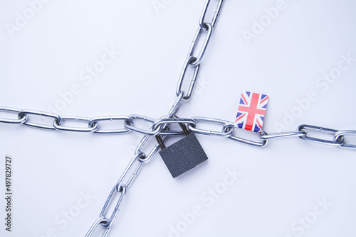 Flag of Britain. Exit of Britain from the European Union. Import and export ban.