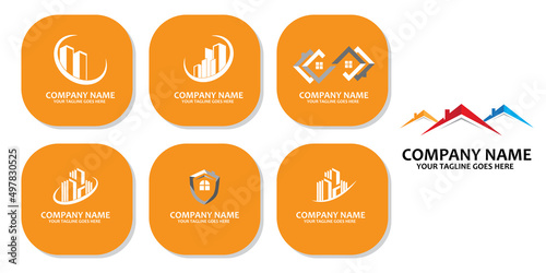 Urban building construction logo icon symbol, house, apartment, city view