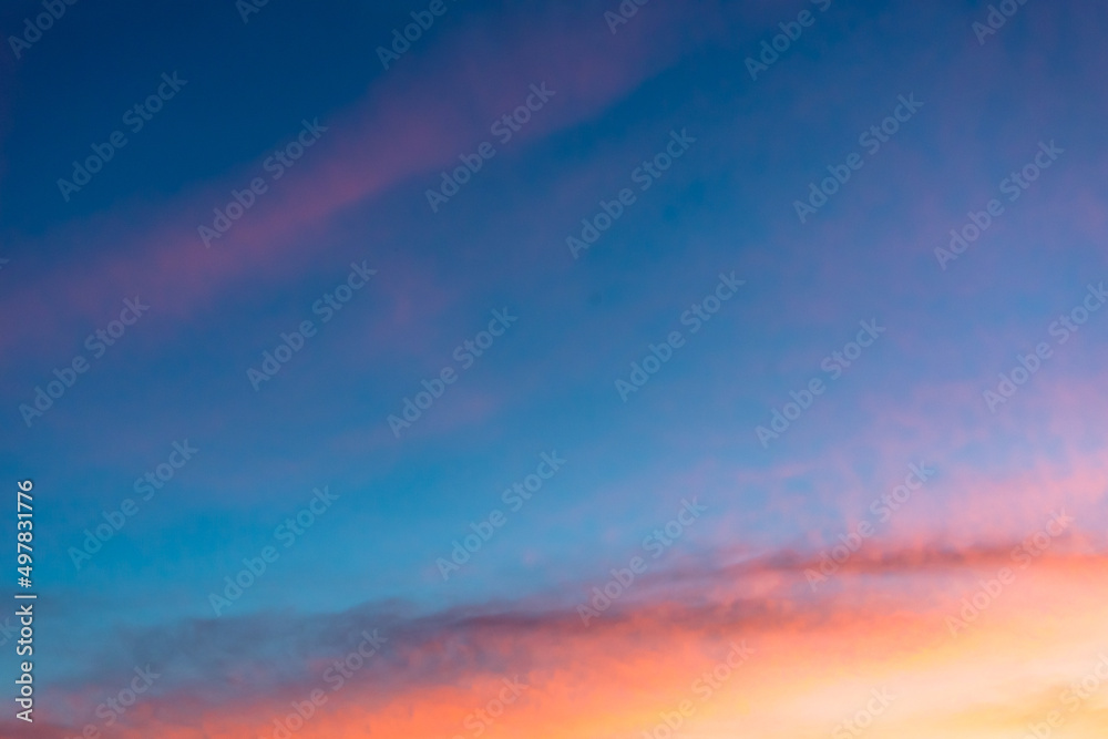 Blue evening sky on the beach.