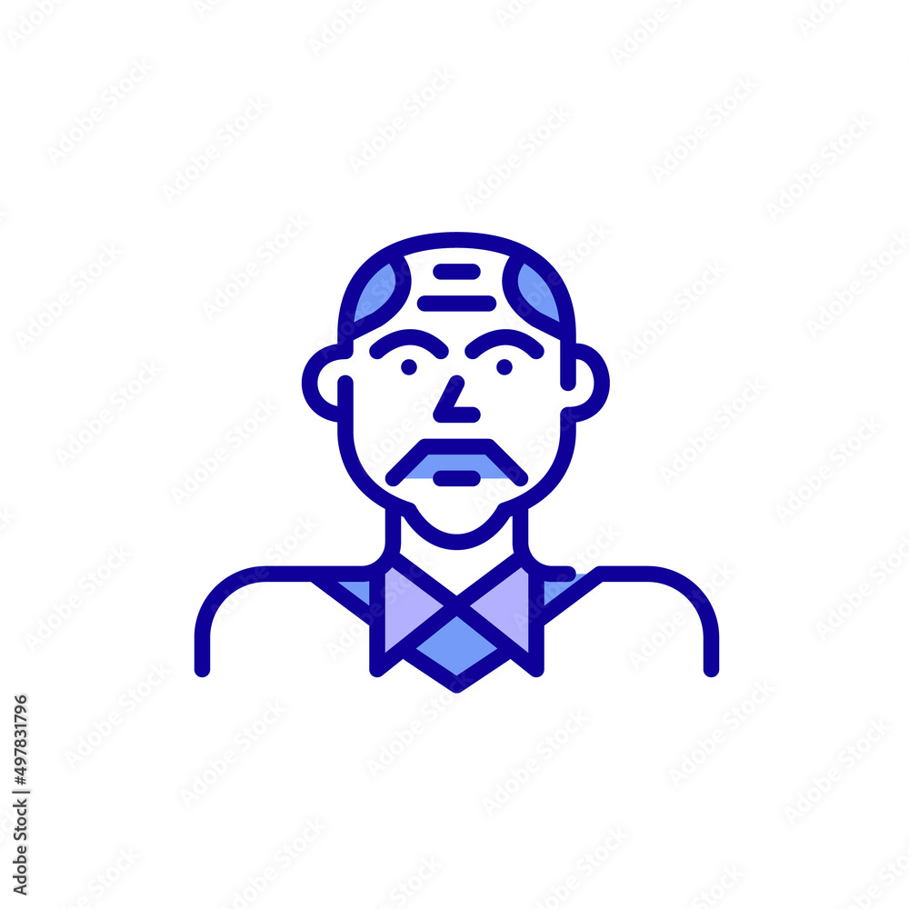 Working professional middle-aged man. Pixel perfect, editable stroke color icon