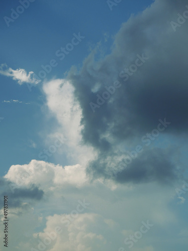 Cumulus cloud on beautiful blue sky in day light , Fluffy clouds formations at tropical zone