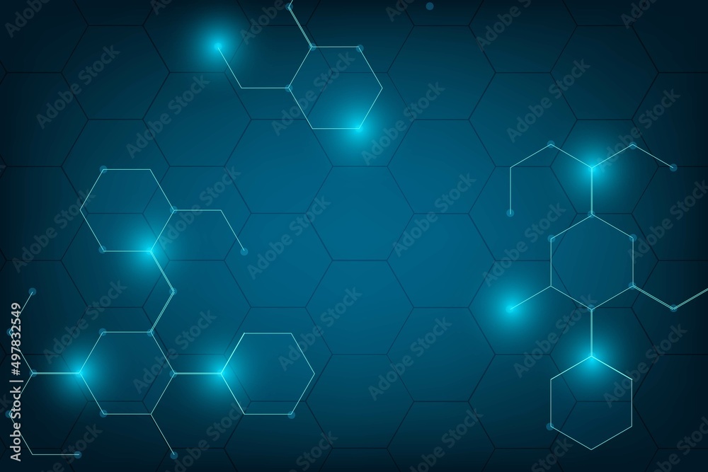 abstract blue sci fi and light elements hexagons abstract blue sci fi and light elements hexagons