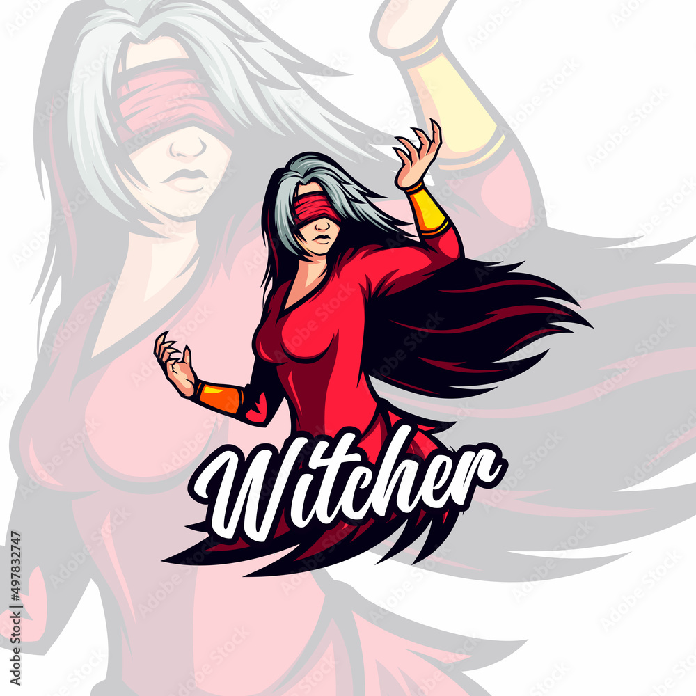 red dressed evil lady witch avatar mascot red dressed evil lady witch avatar mascot