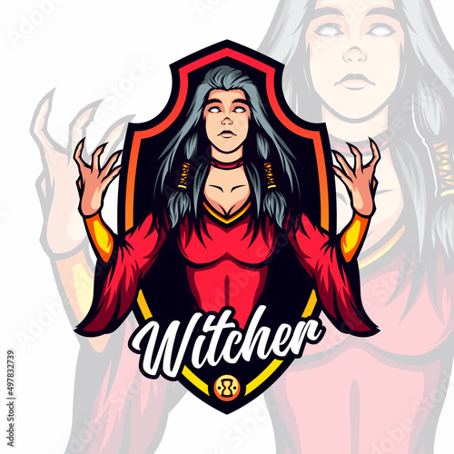 red dressed evil lady witch avatar mascot