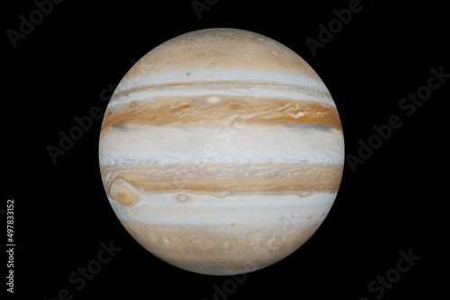 Fototapeta Naklejka Na Ścianę i Meble -  Highly detailed jupiter planet on black. Elements of this image furnished by NASA in 3D rendering