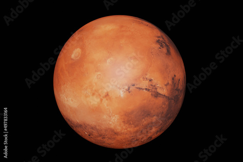 Highly detailed mars planet on black. Elements of this image furnished by NASA in 3D rendering