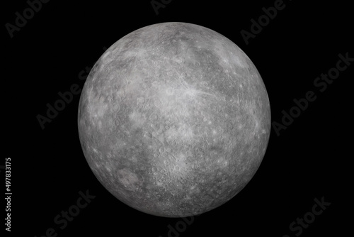 Fototapeta Naklejka Na Ścianę i Meble -  Highly detailed mercury planet on black. Elements of this image furnished by NASA in 3D rendering
