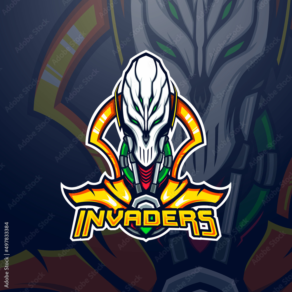 Alien invaders gaming vector mascot avatar