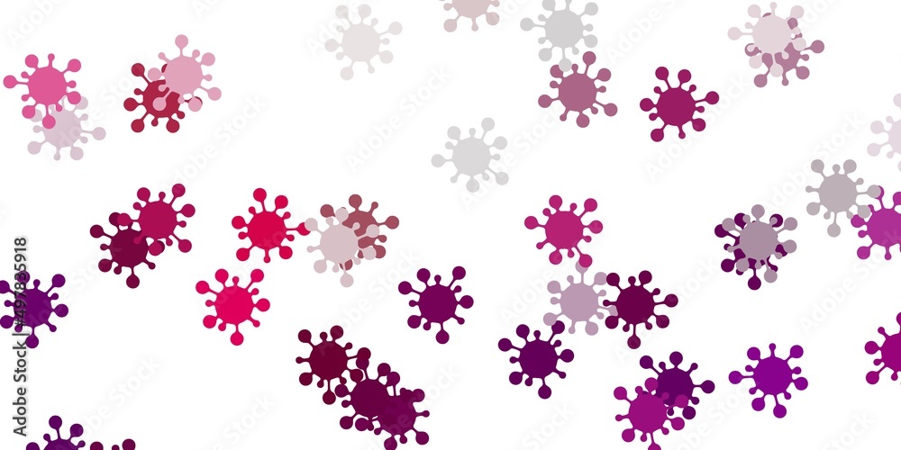 Light purple vector backdrop with virus symbols.