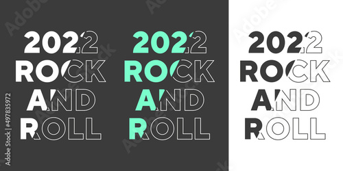 2022 rock and roll best stock text effect green black and white typography t shirt design for print