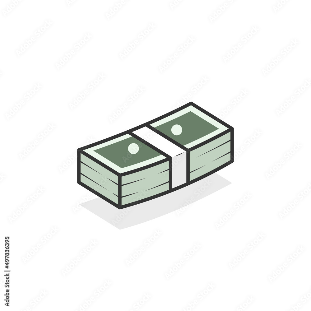 Cartoon icon of floating money bundles Cartoon icon of floating money bundles