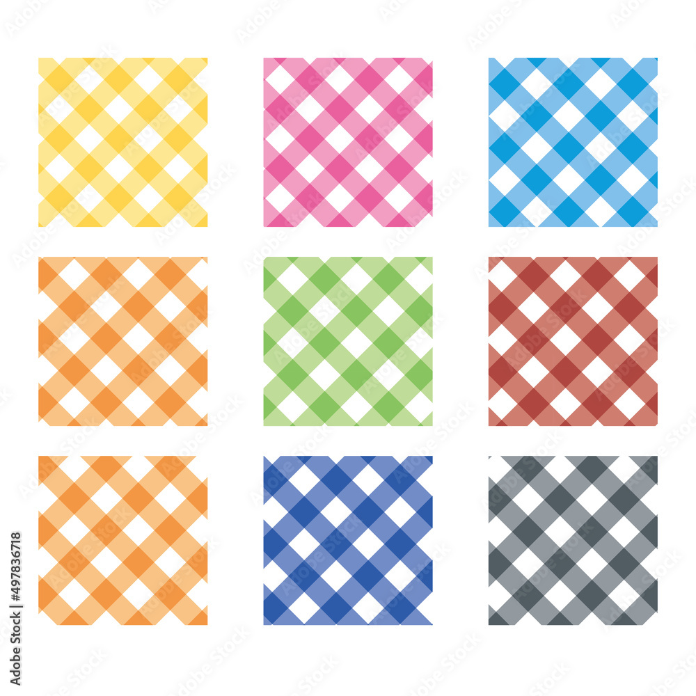 ギンガムチェック柄格子柄のグラフィック素材背景素材のイラスト9色セット 斜め バックグラウンド Stock ベクター Adobe Stock ギンガムチェック柄格子柄のグラフィック素材背景素材のイラスト9色セット 斜め バックグラウンド Stock ベクター Adobe Stock