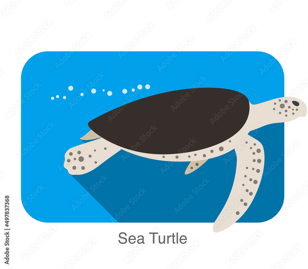 Sea Turtle swimming in the sea, flat illustration vector Sea Turtle swimming in the sea, flat illustration vector