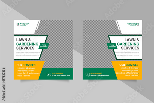 Lawn and garden care maintenance  Social Media Post and Web Banner Template. gardener,  Mowing poster, leaflet, poster design. grass, gardener design

