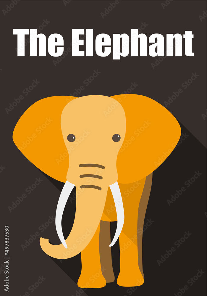 Obraz premium Elephant walking to you, flat 3D icon design