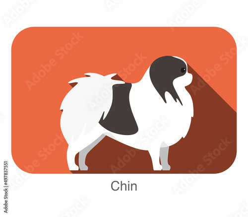 Breed dog standing on the ground, side, dog cartoon image series