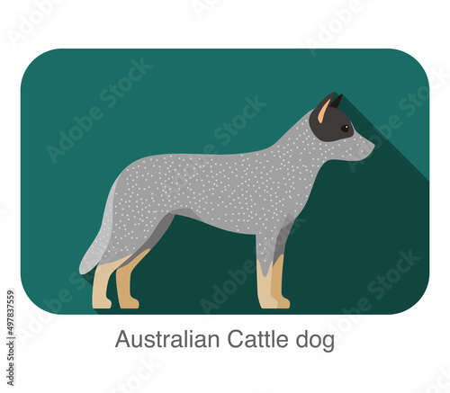 Breed dog standing on the ground  side  dog cartoon image series