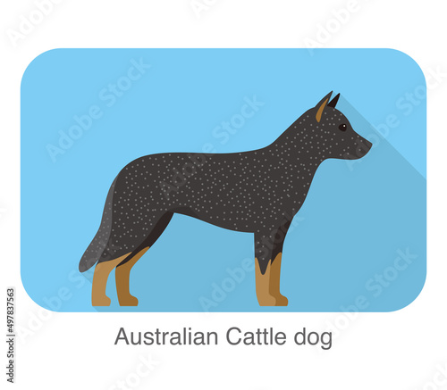 Breed dog standing on the ground  side  dog cartoon image series