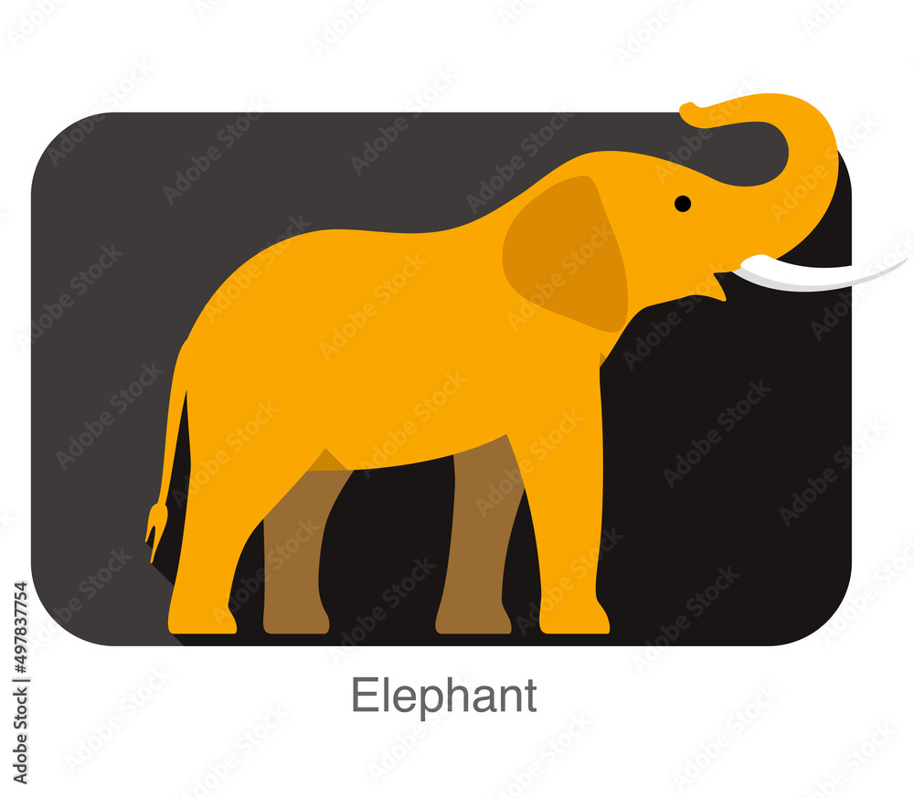 Fototapeta premium Elephant walking side flat 3D icon design, vector illustration