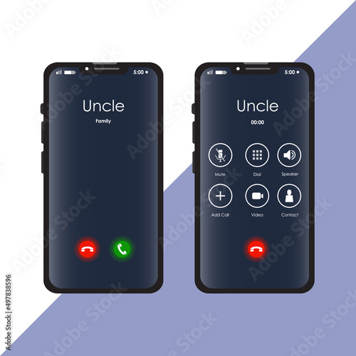 phone with Uncle calling screen vector illustration