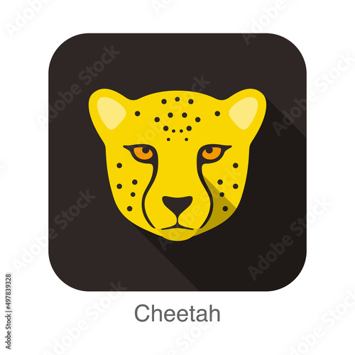 Fototapeta Naklejka Na Ścianę i Meble -  Cheetah, Cat breed face cartoon flat icon design