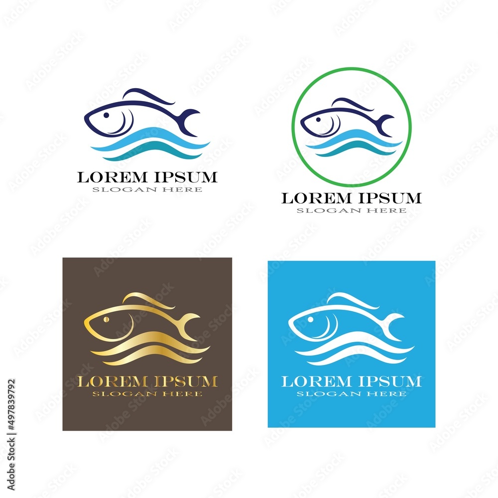 Fish logo icon design template vector