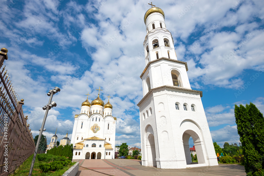 Cathedral of the Holy Trinity with a bell tower on a sunny July day. Bryansk, Russia
